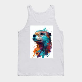 Pop Art Otter In Vibrant Colors - A Fun and Whimsical Colorful Otter Tank Top